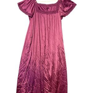 Vintage Purple Babydoll Nightgown M Short Sleeve Ruffle Accents
